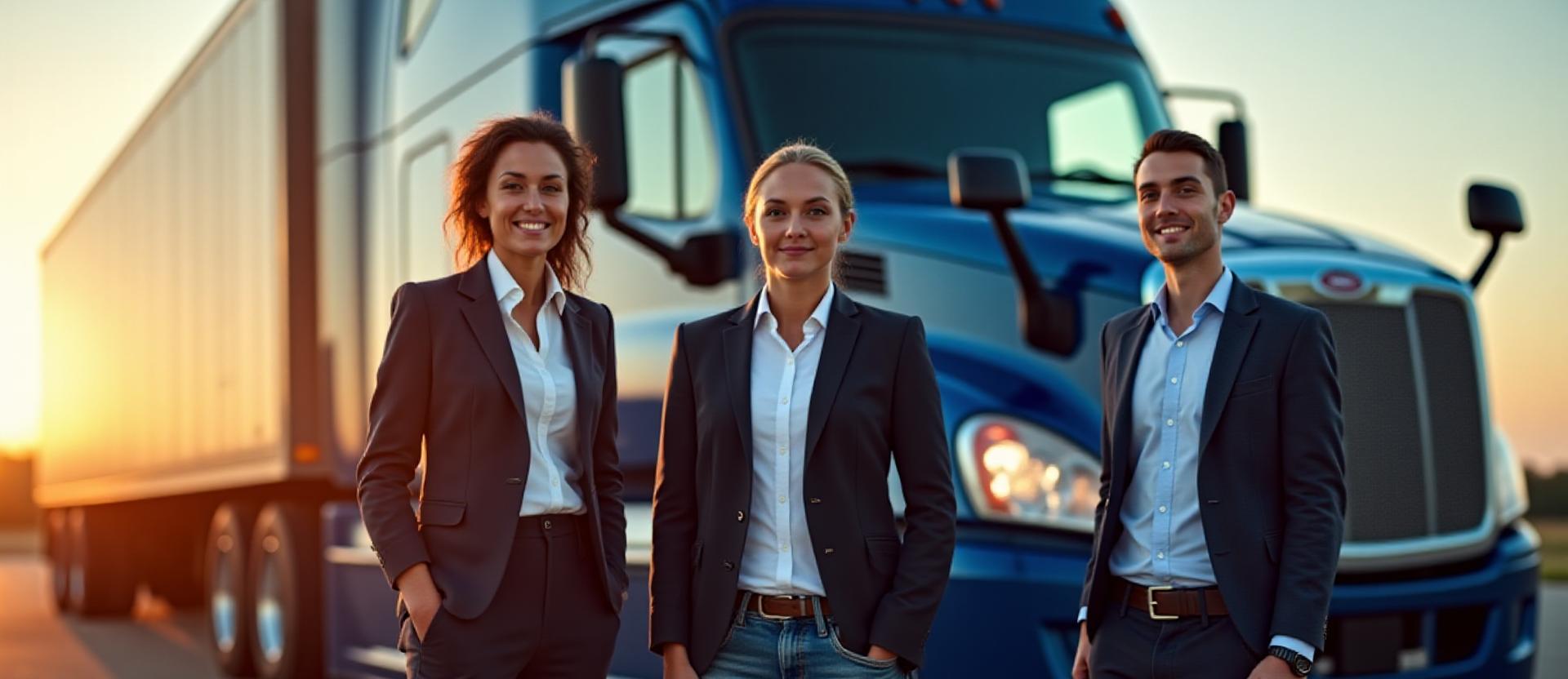 Professional MDH Trucking team in Lake City, FL standing before a high-performance logistics fleet