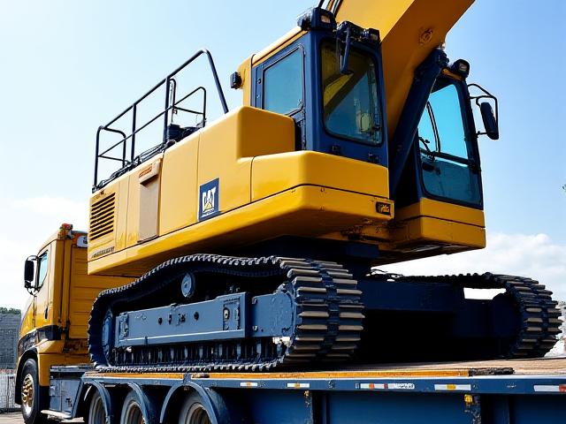 Industrial excavating equipment secured for transport