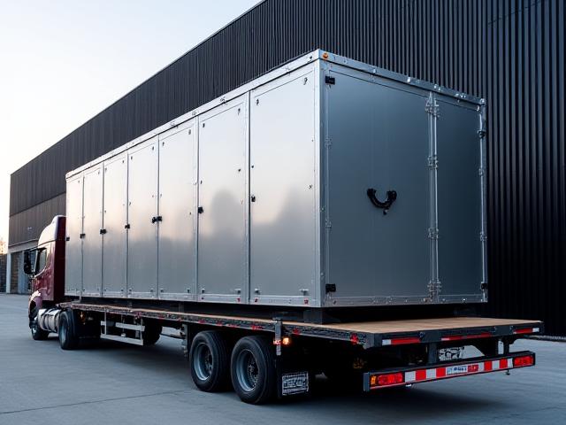 HVAC cooling unit for data center loaded on a flatbed